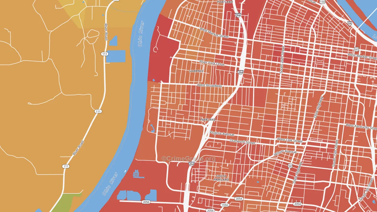 Chickasaw, Louisville, KY Map of Vehicle Theft Rates
