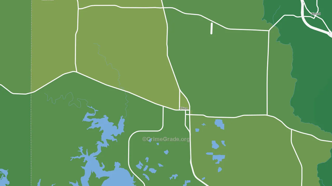 Chico, TX Map of Vehicle Theft Rates