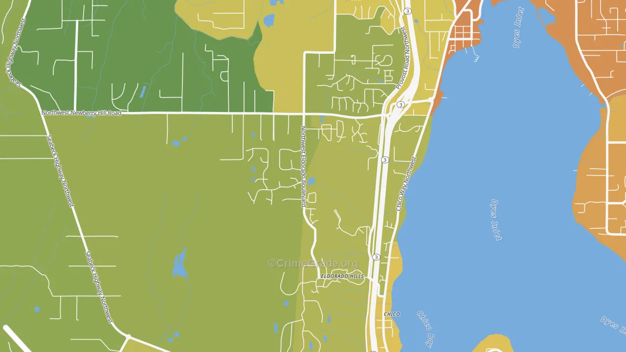 Chico, WA Map of Vehicle Theft Rates