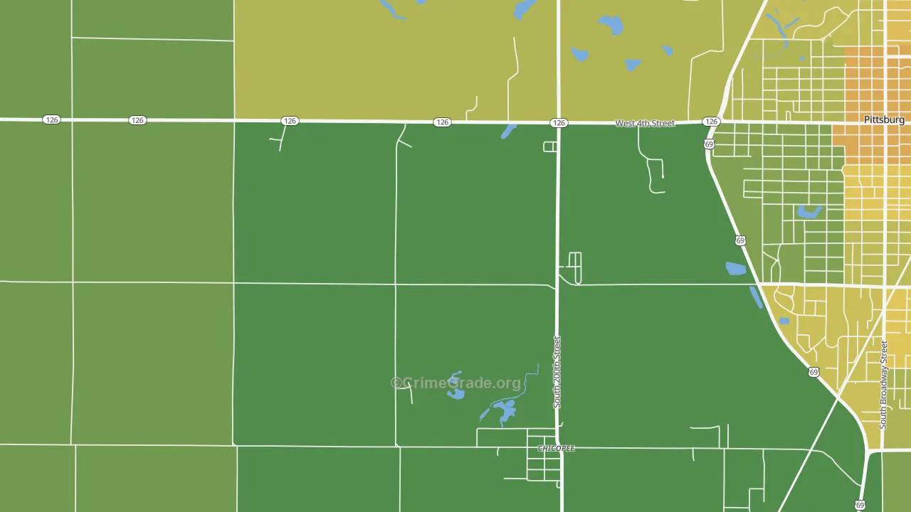 Chicopee, KS Map of Vehicle Theft Rates
