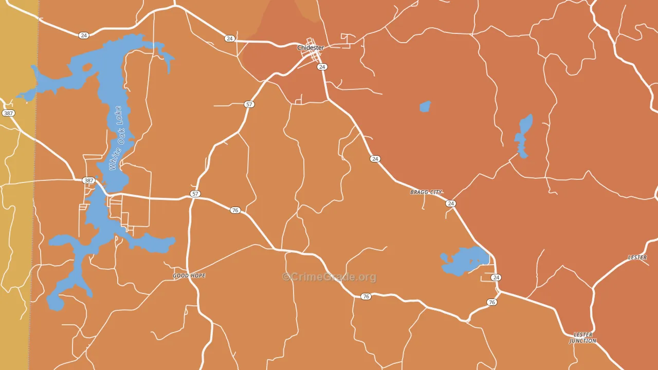 Chidester, AR Map of Vehicle Theft Rates