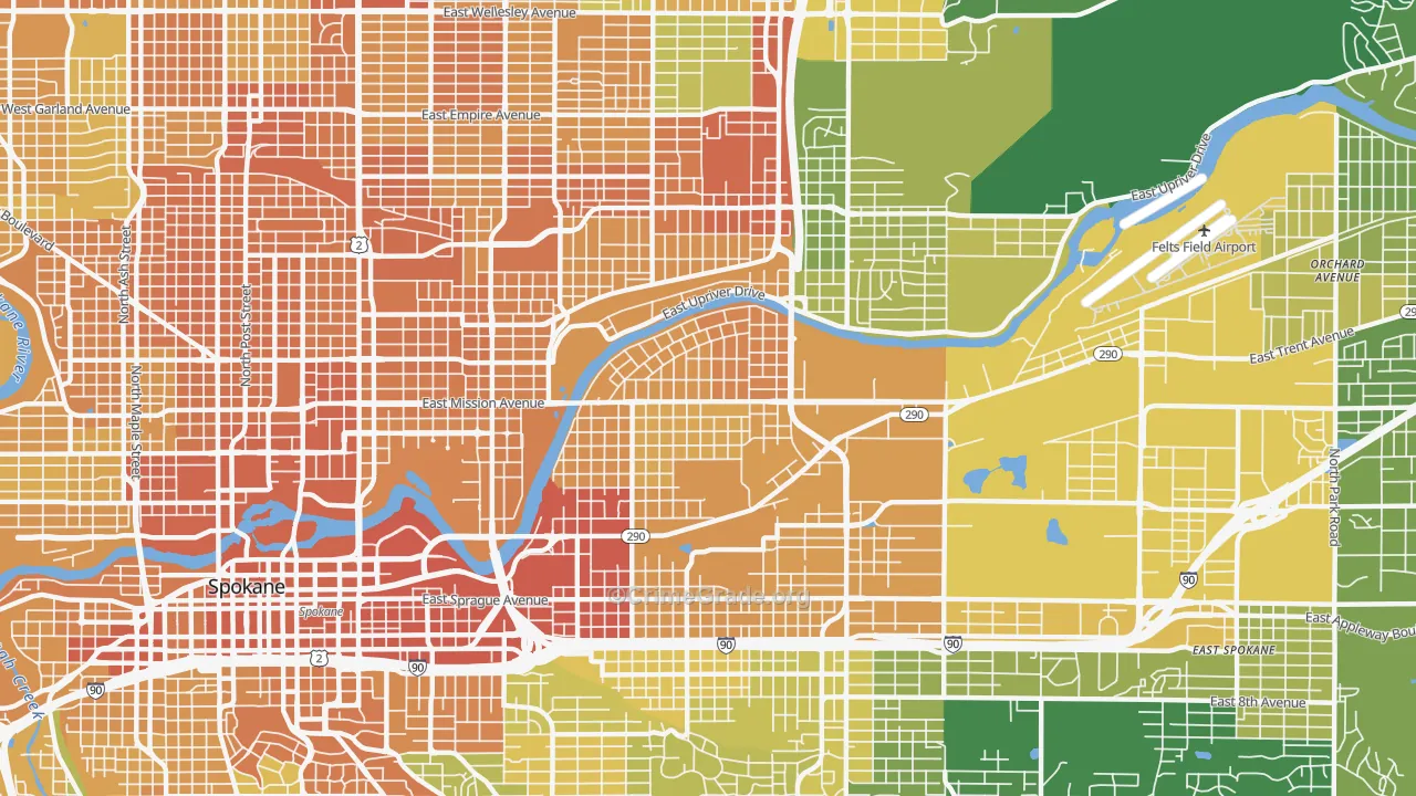 Chief Garry Park, Spokane, WA Map of Vehicle Theft Rates