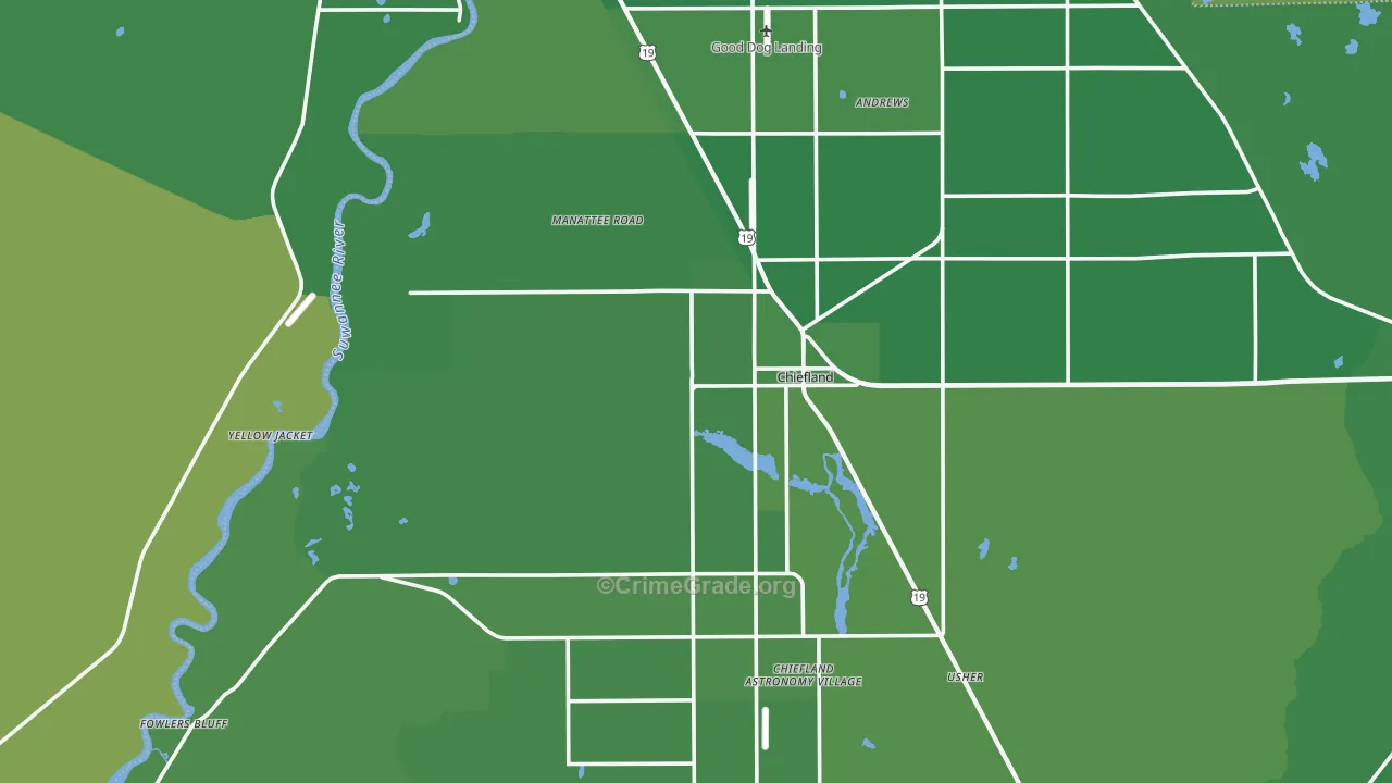 Chiefland, FL Map of Vehicle Theft Rates