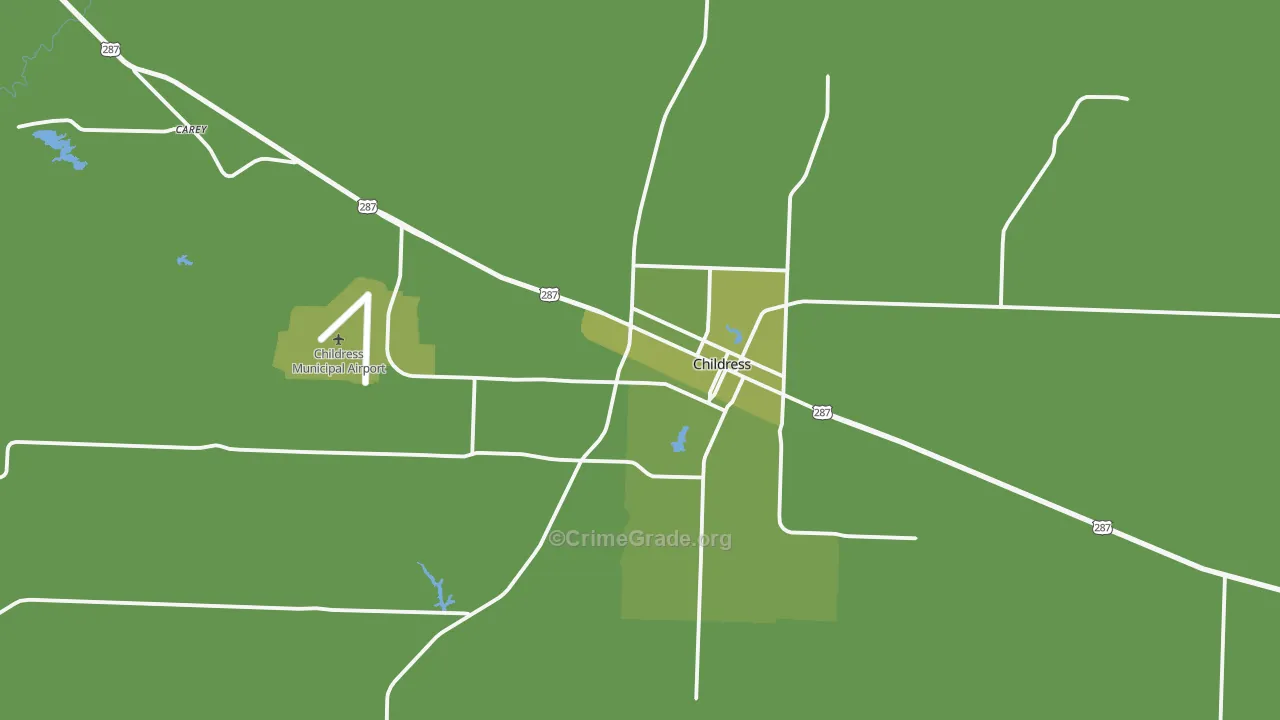 Childress County, TX Map of Vehicle Theft Rates