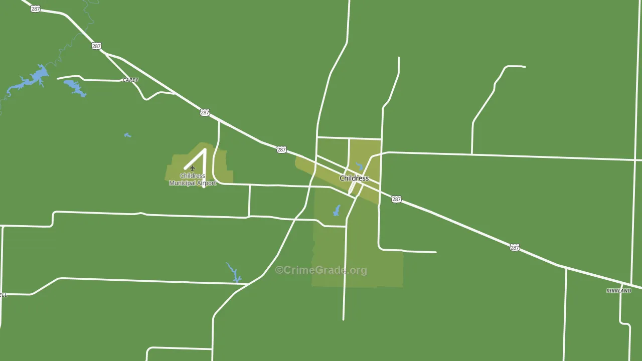 Childress, TX Map of Vehicle Theft Rates