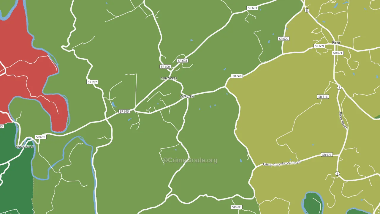 Childress, VA Map of Vehicle Theft Rates