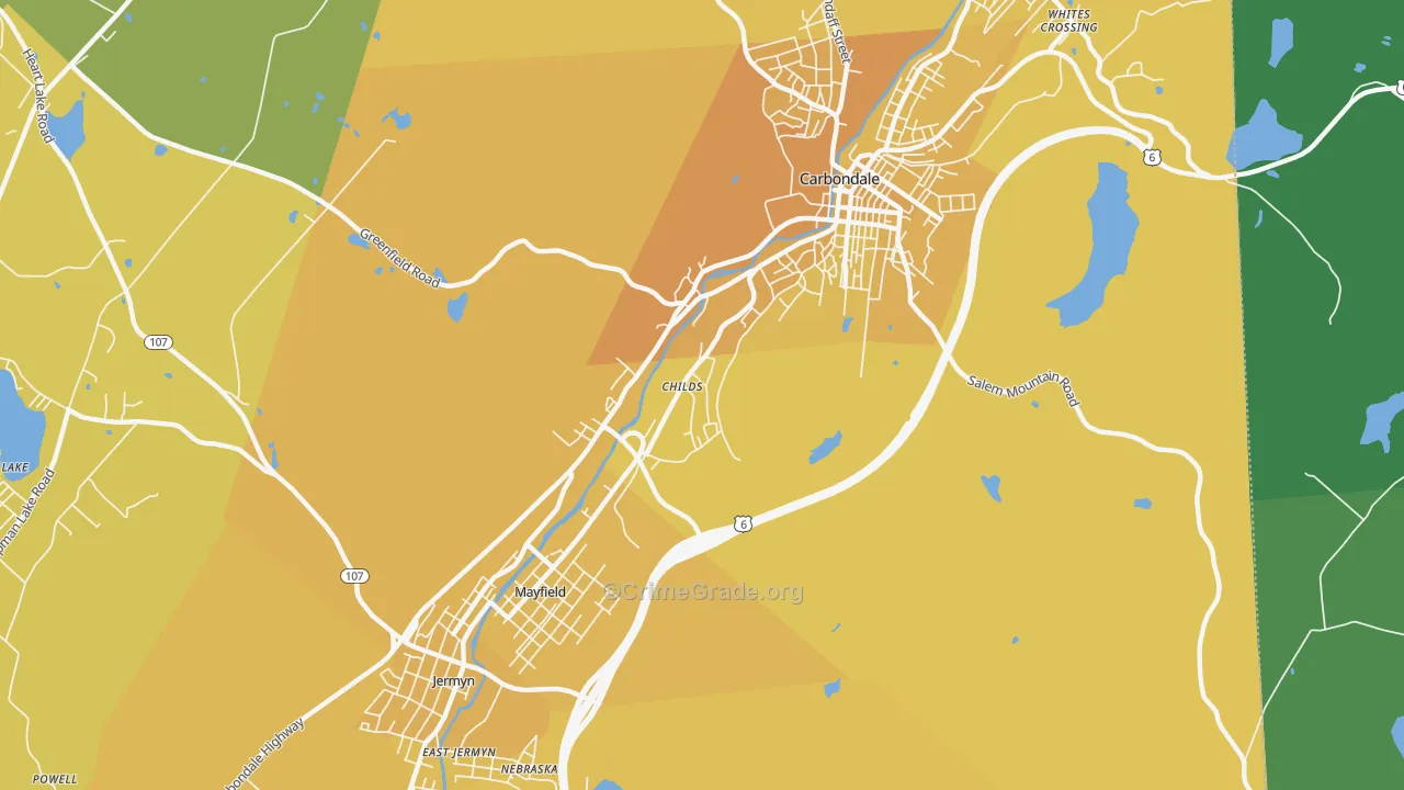 Childs, PA Map of Vehicle Theft Rates