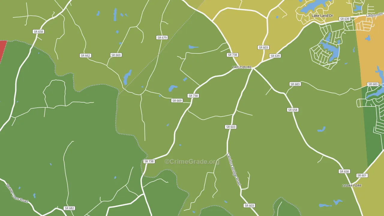 Chilesburg, VA Map of Vehicle Theft Rates