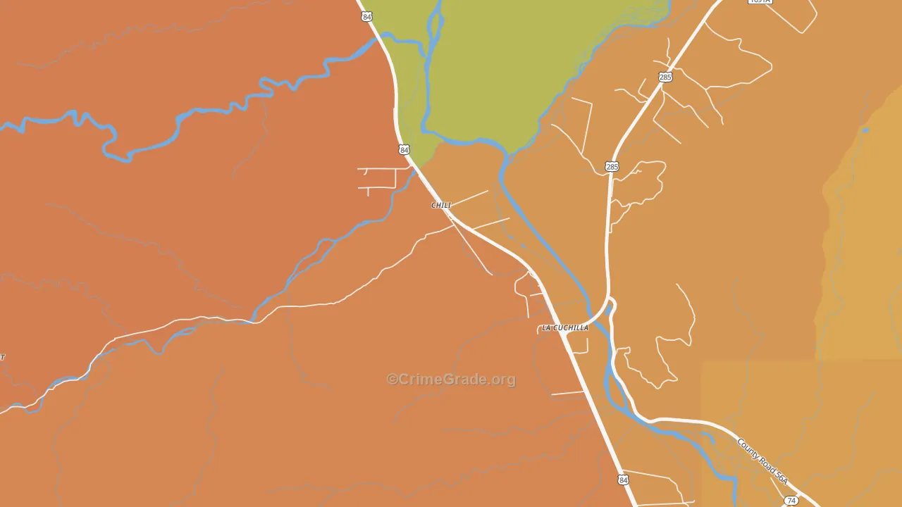 Chili, NM Map of Vehicle Theft Rates