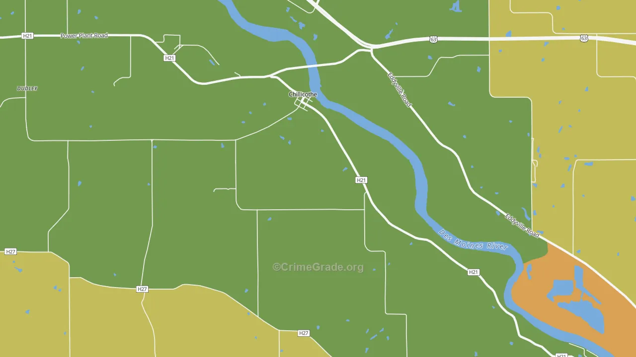 Chillicothe, IA Map of Vehicle Theft Rates