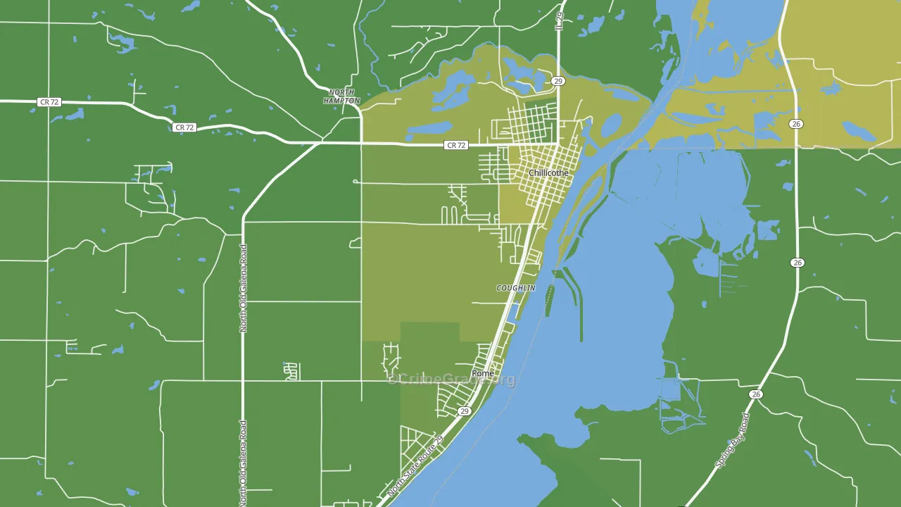 Chillicothe, IL Map of Vehicle Theft Rates