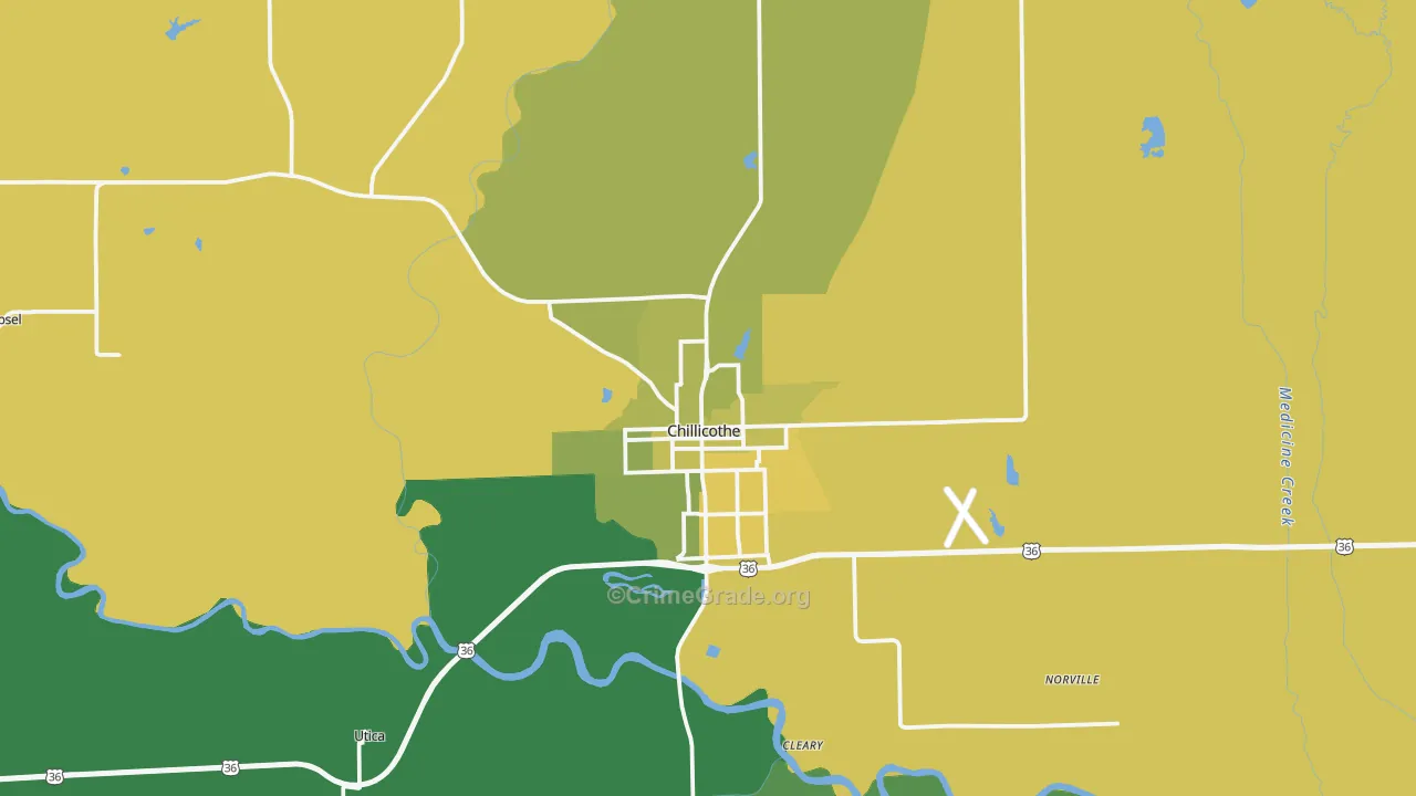 Chillicothe, MO Map of Vehicle Theft Rates