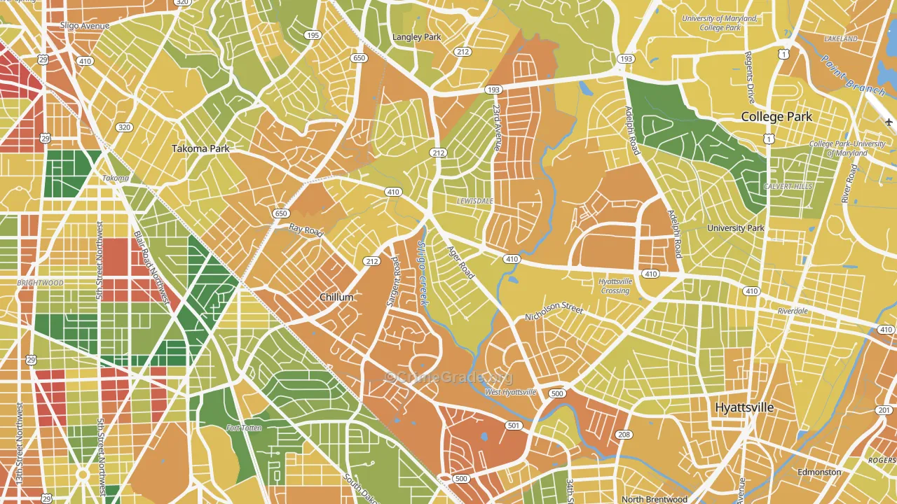 Chillum, MD Map of Vehicle Theft Rates
