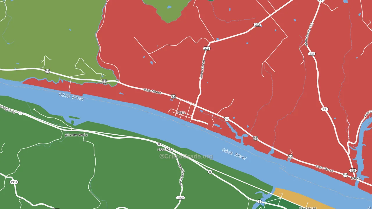 Chilo, OH Map of Vehicle Theft Rates