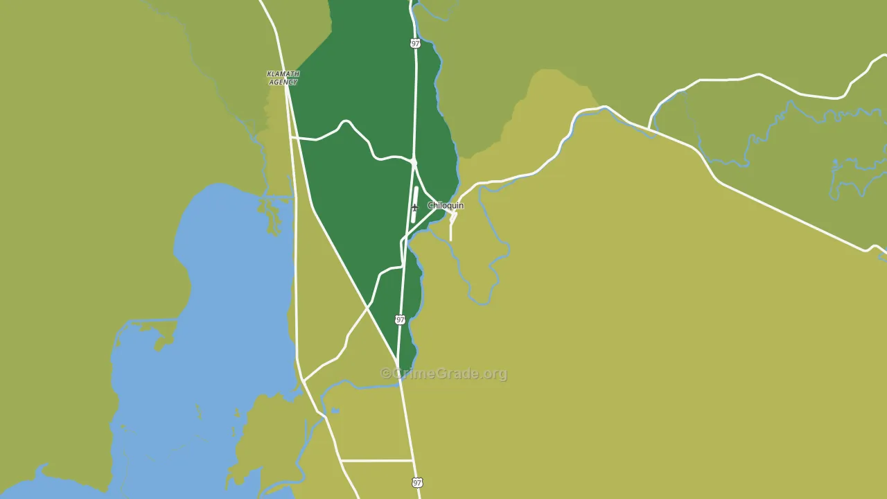 Chiloquin, OR Map of Vehicle Theft Rates