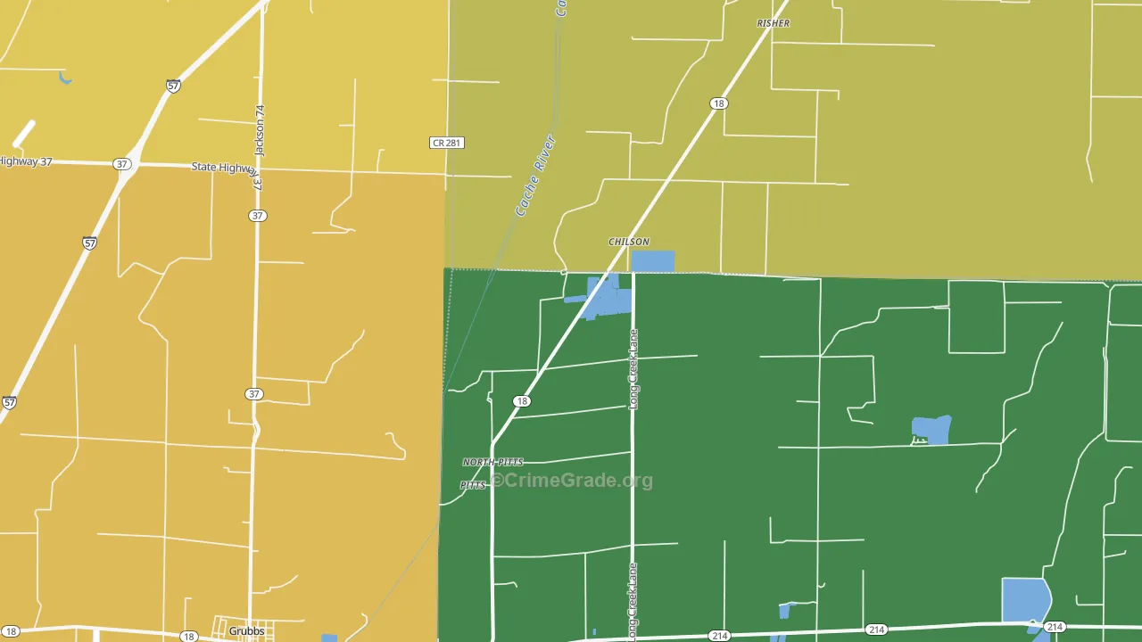 Chilson, AR Map of Vehicle Theft Rates