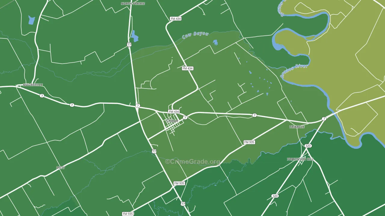 Chilton, TX Map of Vehicle Theft Rates