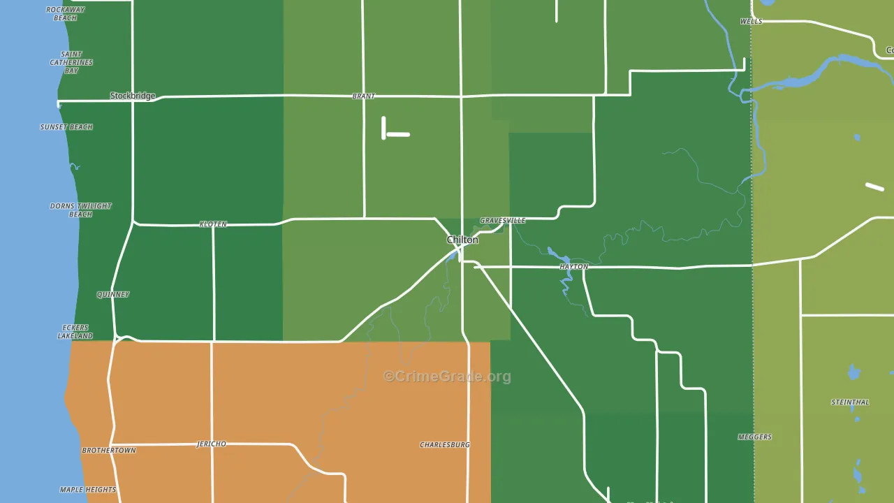 Chilton, WI Map of Vehicle Theft Rates