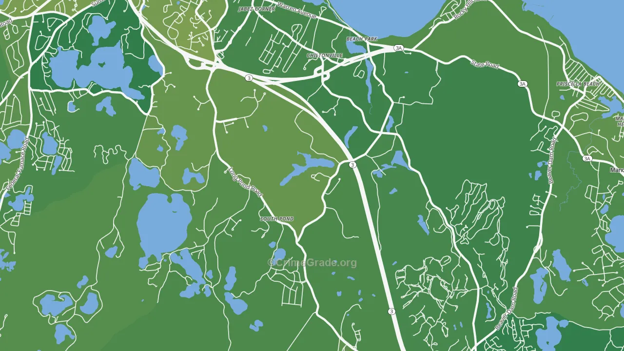 Chiltonville, MA Map of Vehicle Theft Rates