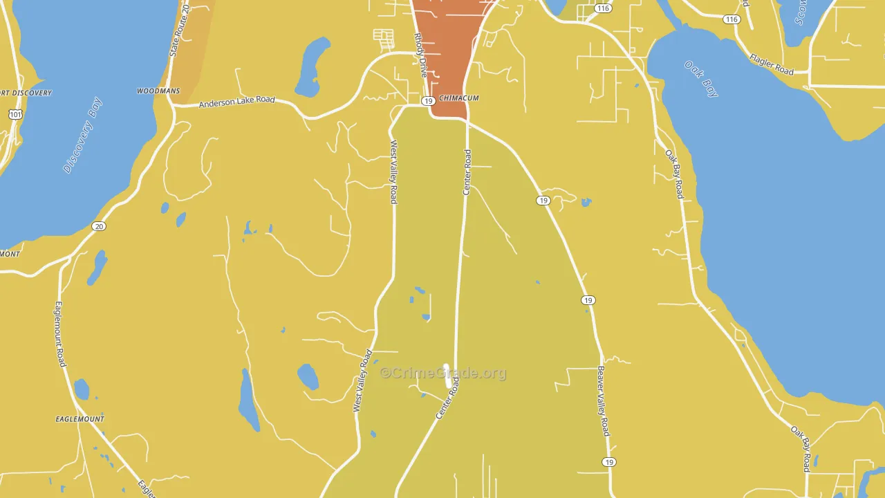 Chimacum, WA Map of Vehicle Theft Rates
