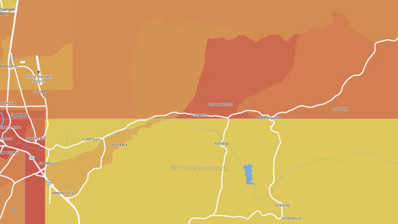 Chimayo, NM Map of Vehicle Theft Rates