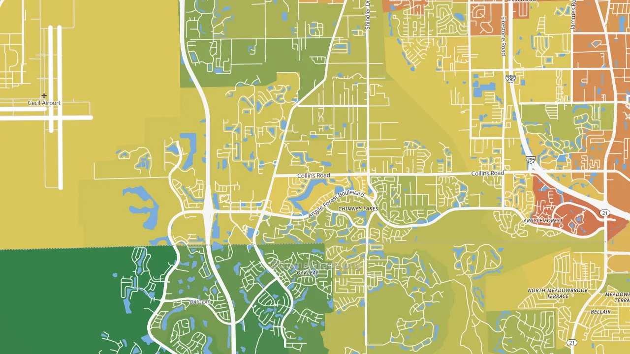 Chimney Lakes, Jacksonville, FL Map of Vehicle Theft Rates