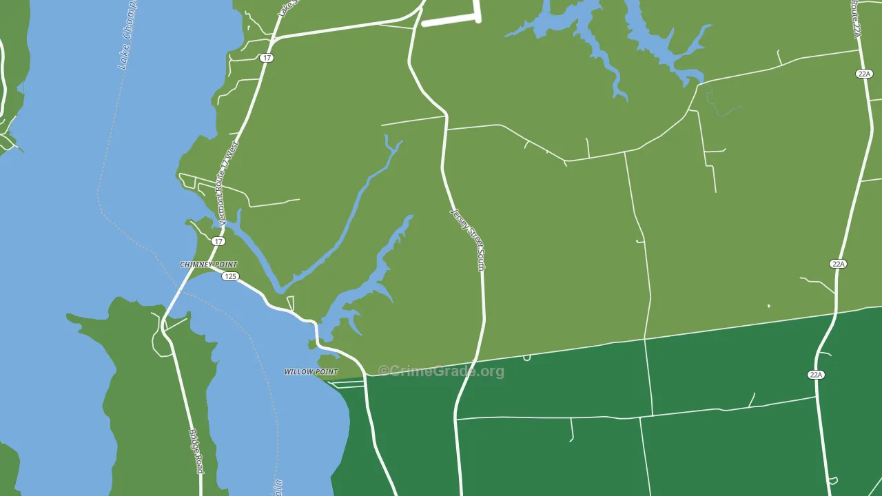 Chimney Point, VT Map of Vehicle Theft Rates