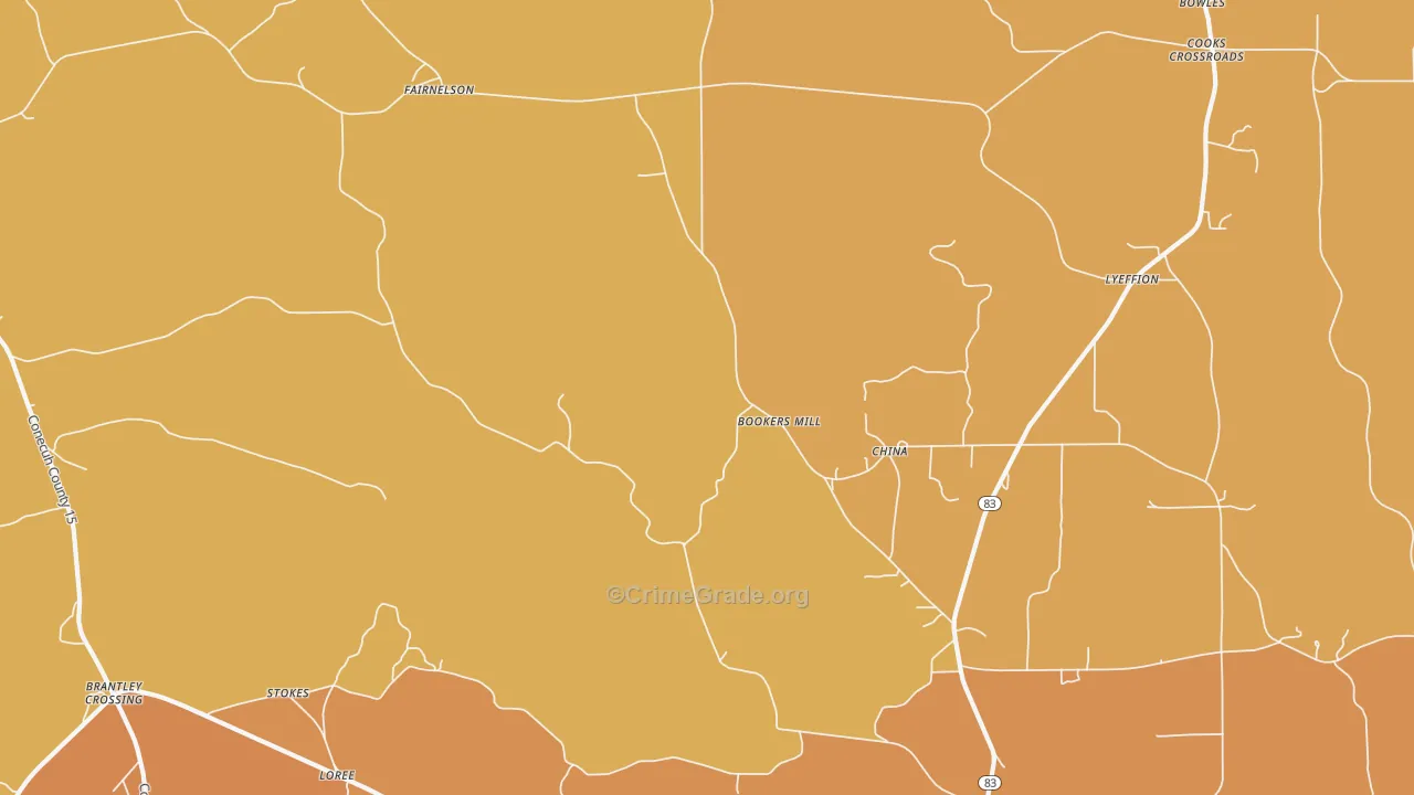 China, AL Map of Vehicle Theft Rates