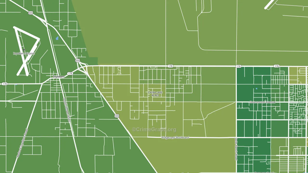 China Lake Acres, CA Map of Vehicle Theft Rates