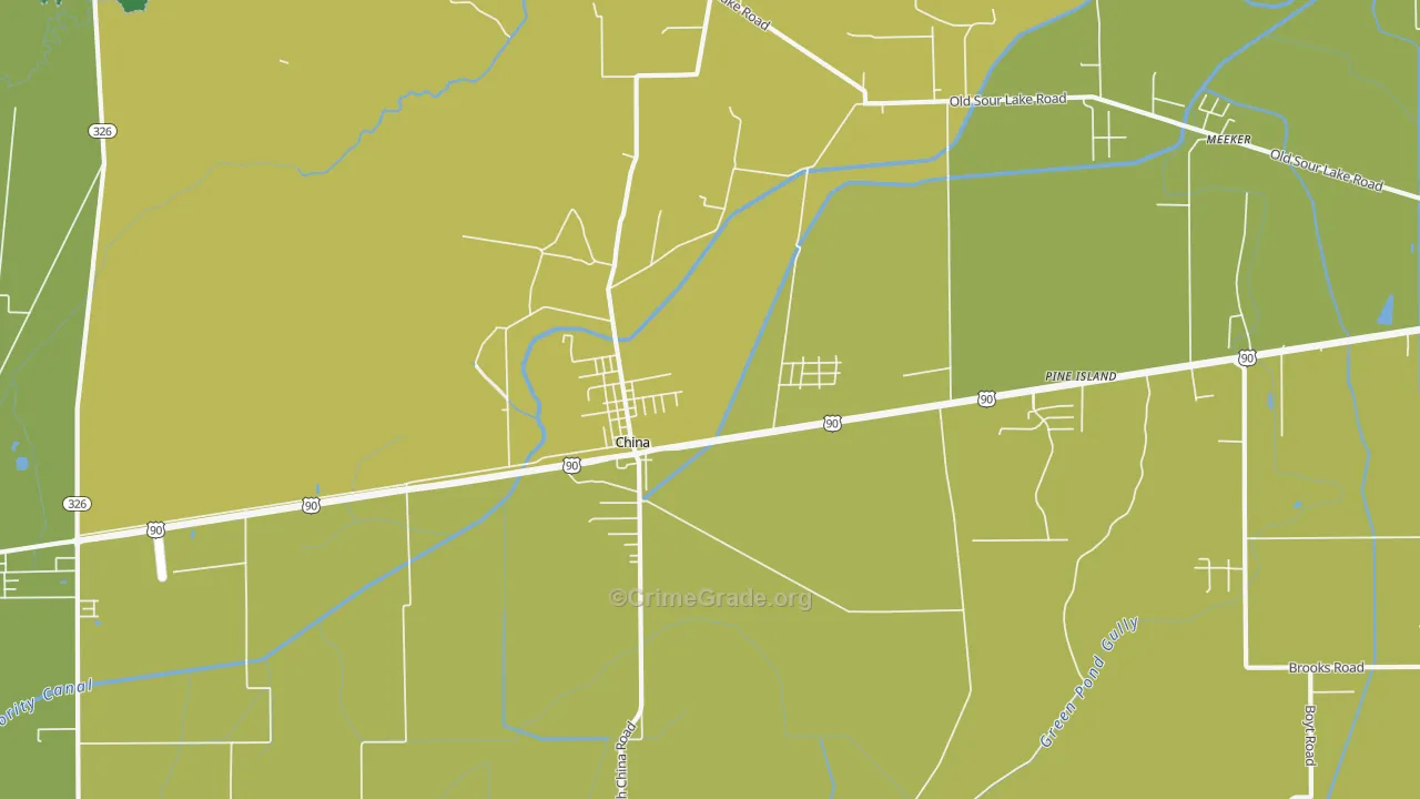 China, TX Map of Vehicle Theft Rates