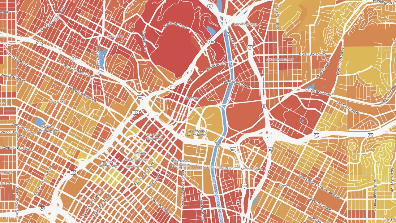Chinatown, Los Angeles, CA Map of Vehicle Theft Rates