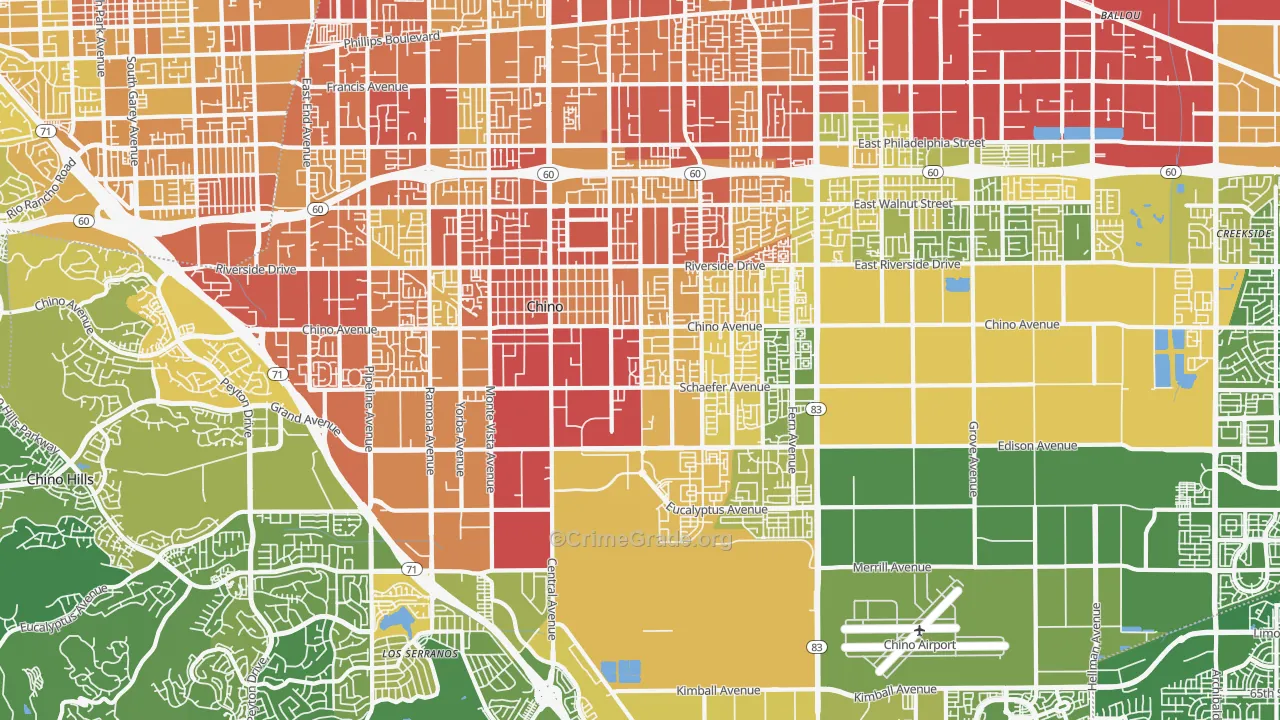 Chino, CA Map of Vehicle Theft Rates