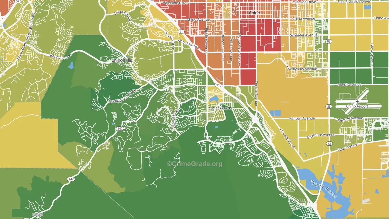 Chino Hills, CA Map of Vehicle Theft Rates