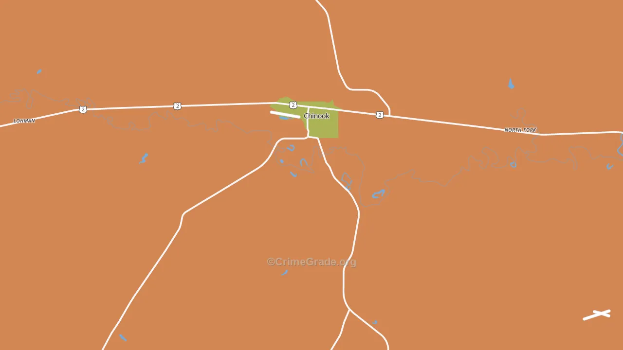 Chinook, MT Map of Vehicle Theft Rates