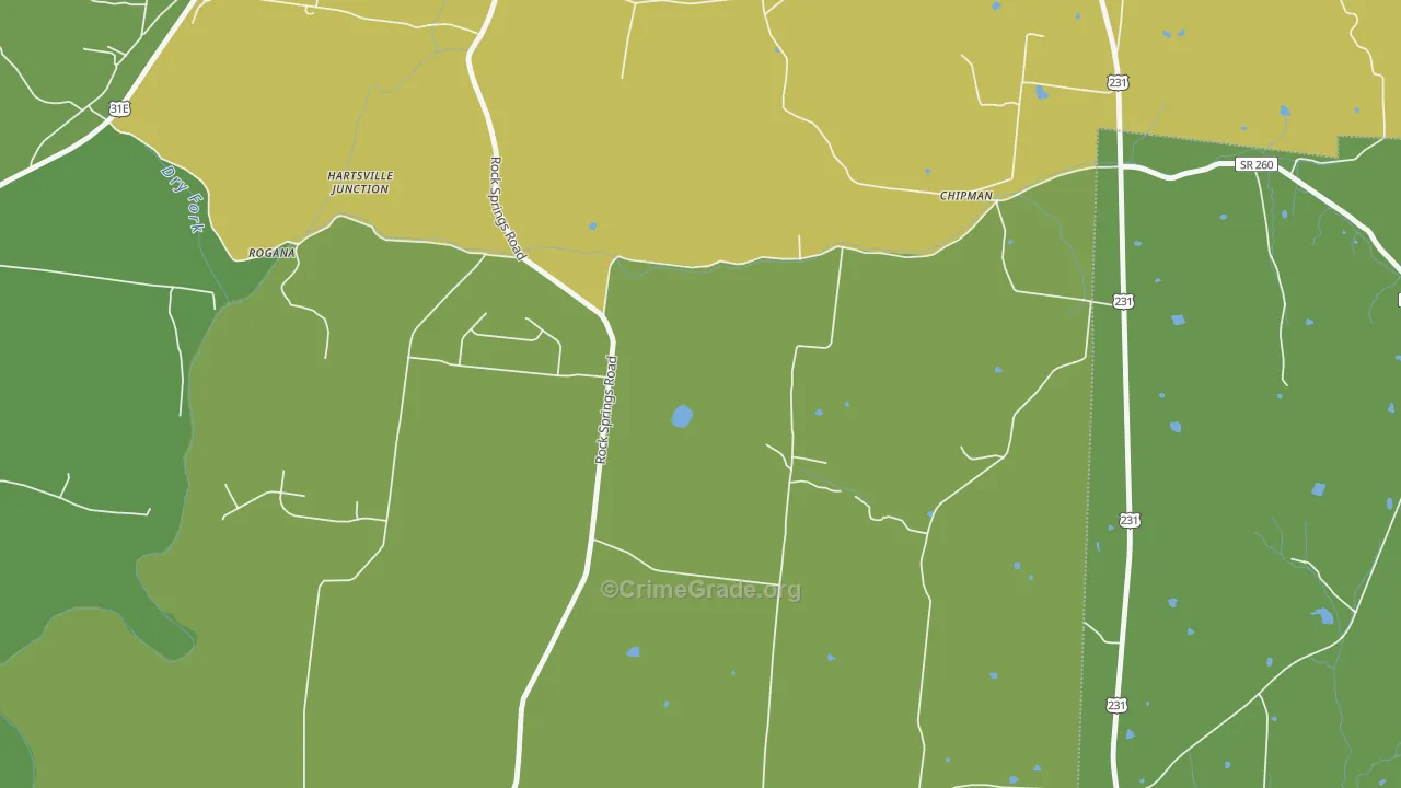 Chipman, TN Map of Vehicle Theft Rates