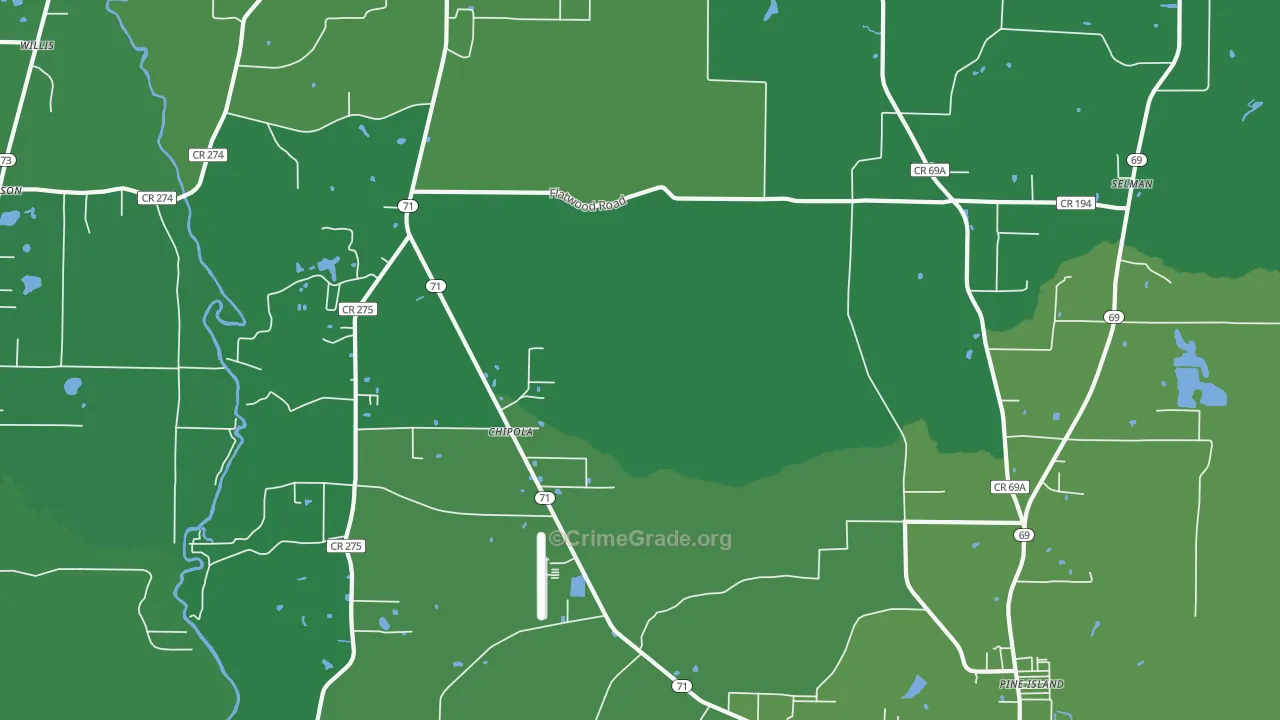 Chipola, FL Map of Vehicle Theft Rates