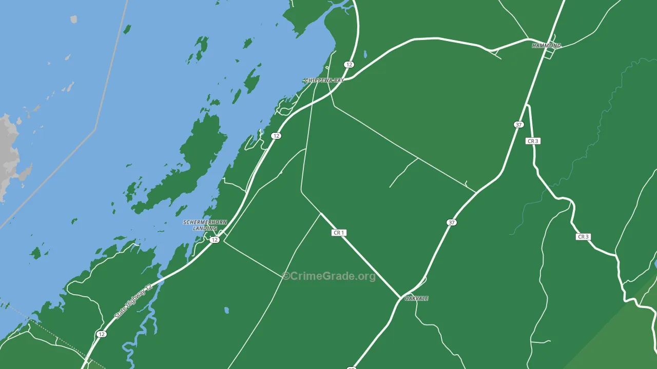 Chippewa Bay, NY Map of Vehicle Theft Rates
