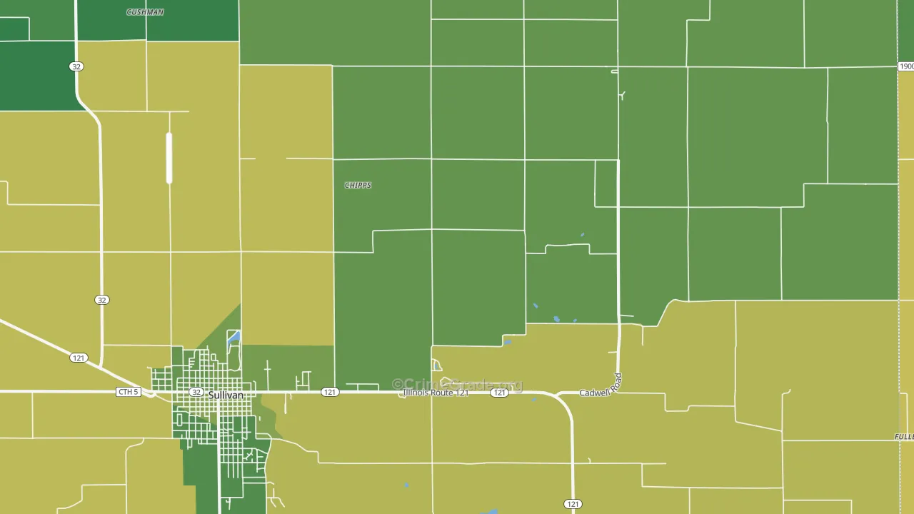 Chipps, IL Map of Vehicle Theft Rates