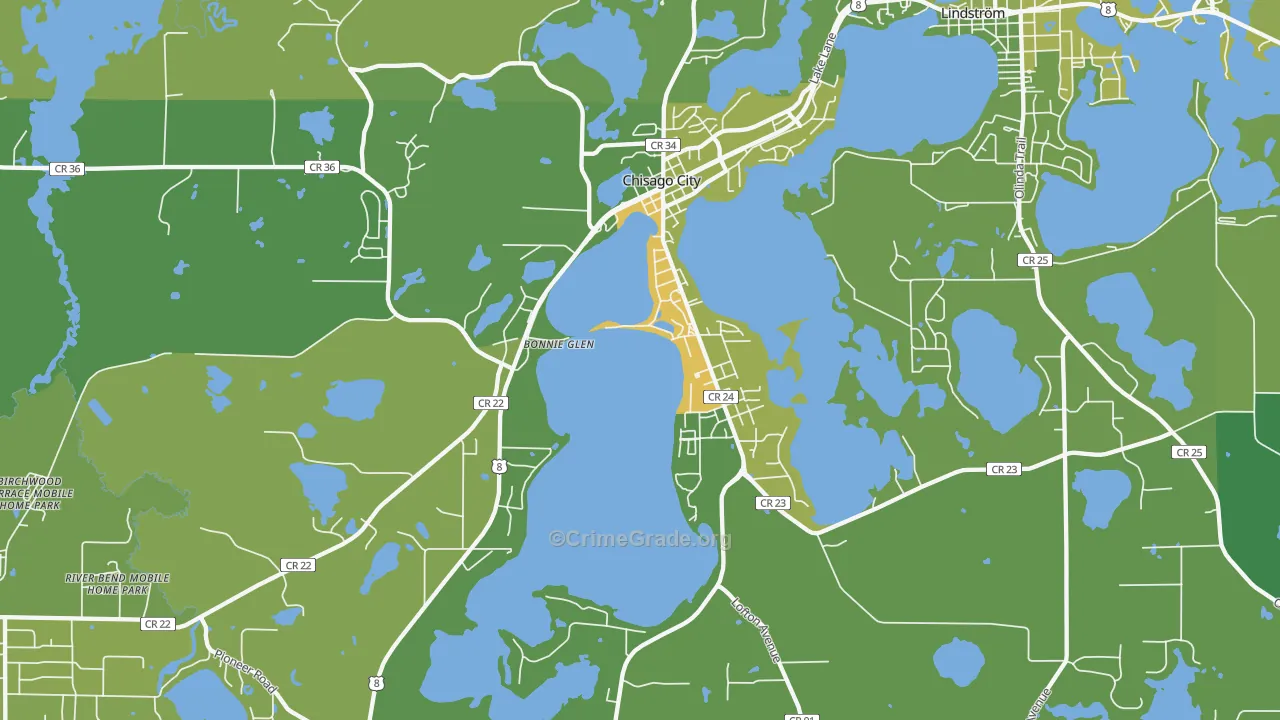 Chisago City, MN Map of Vehicle Theft Rates