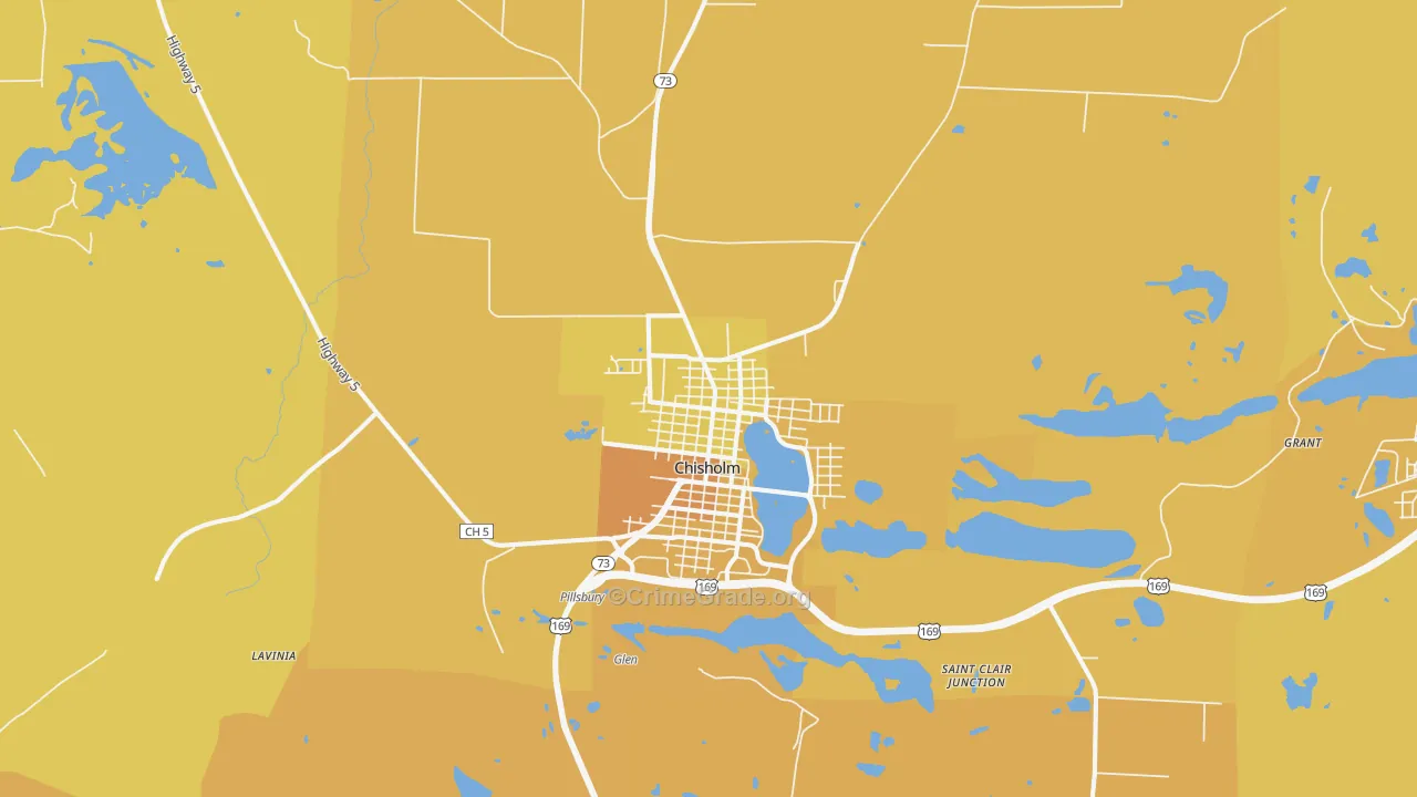 Chisholm, MN Map of Vehicle Theft Rates