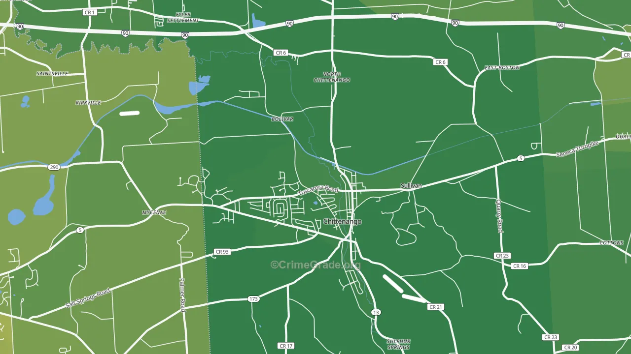 Chittenango, NY Map of Vehicle Theft Rates