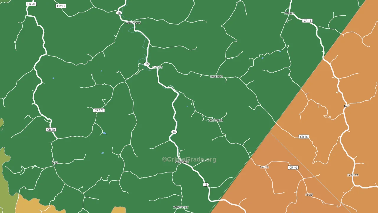 Chloe, WV Map of Vehicle Theft Rates