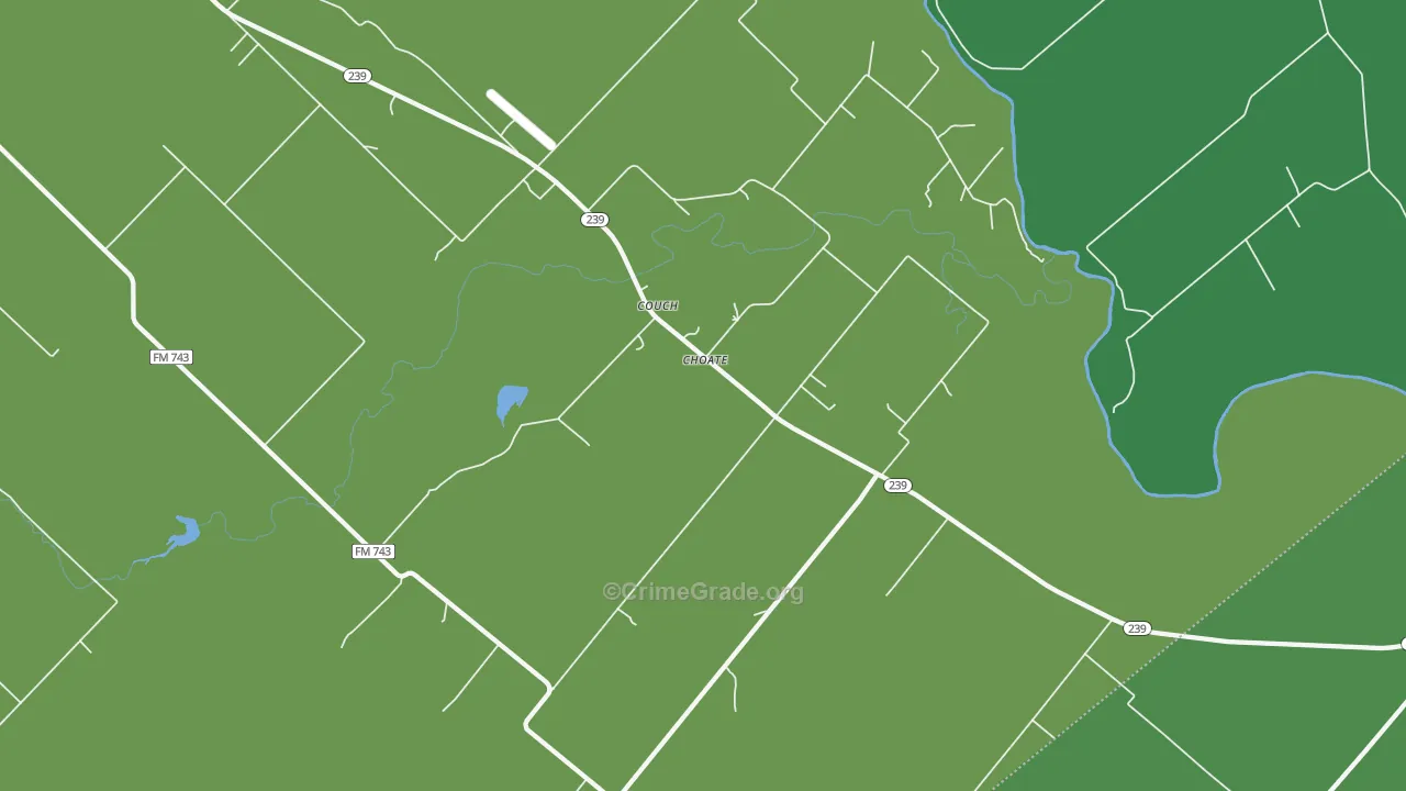 Choate, TX Map of Vehicle Theft Rates