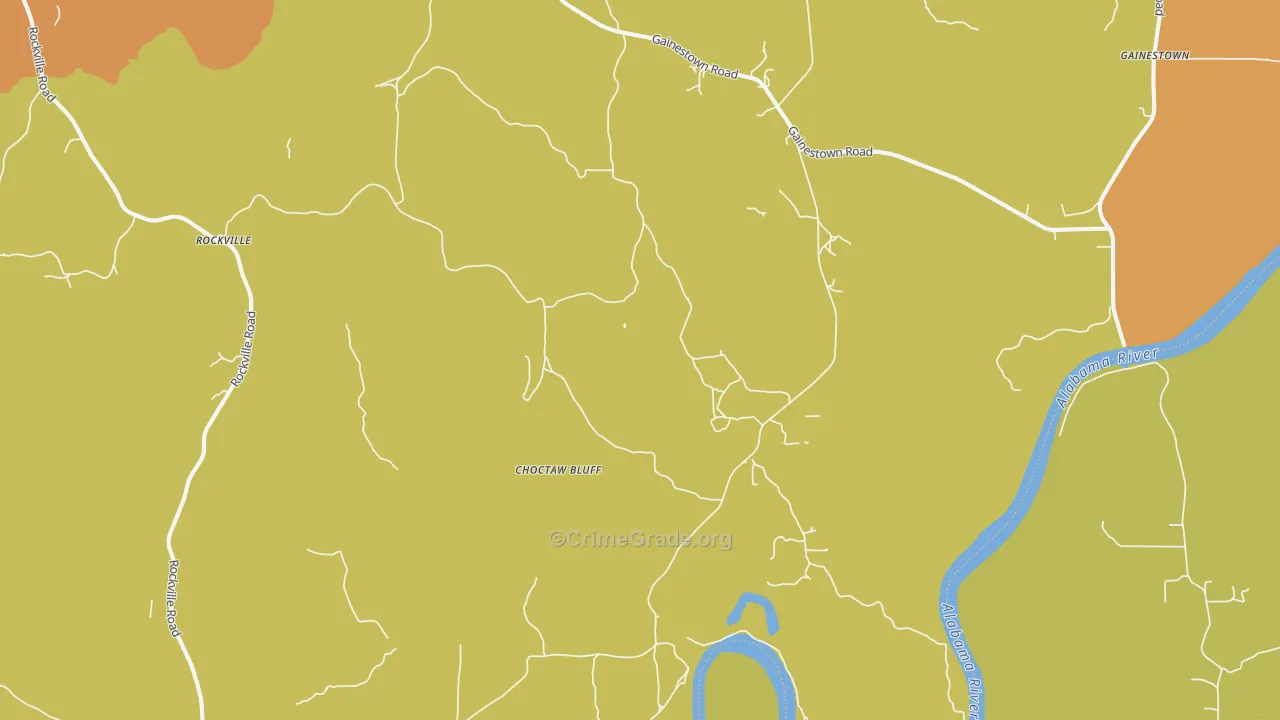 Choctaw Bluff, AL Map of Vehicle Theft Rates