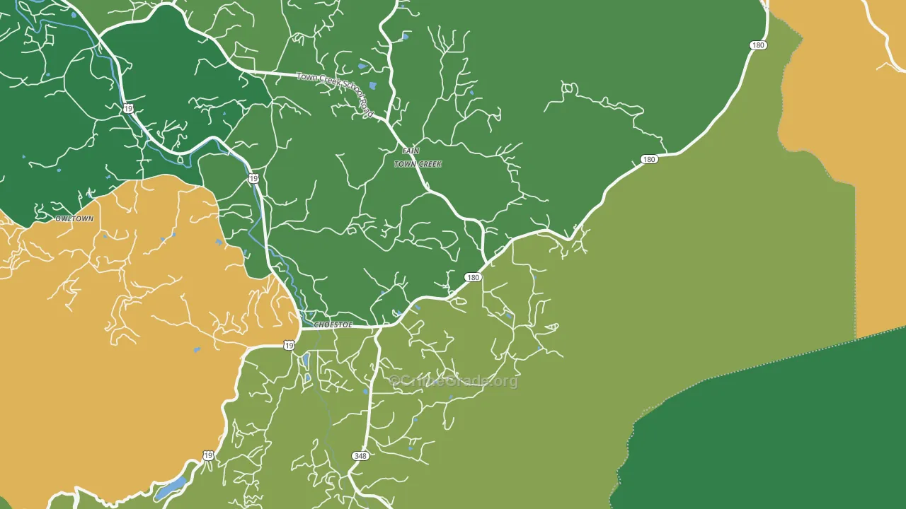 Choestoe, GA Map of Vehicle Theft Rates