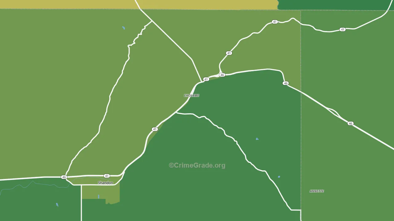 Cholame, CA Map of Vehicle Theft Rates