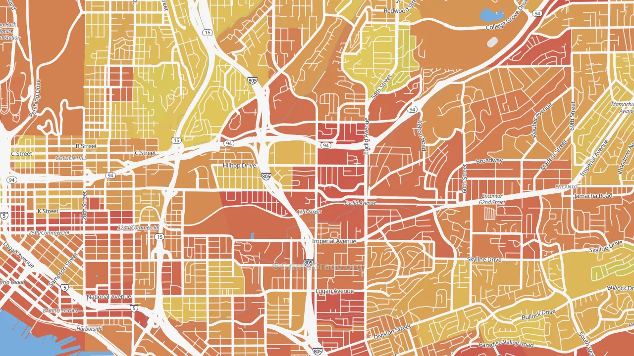 Chollas View, San Diego, CA Map of Vehicle Theft Rates