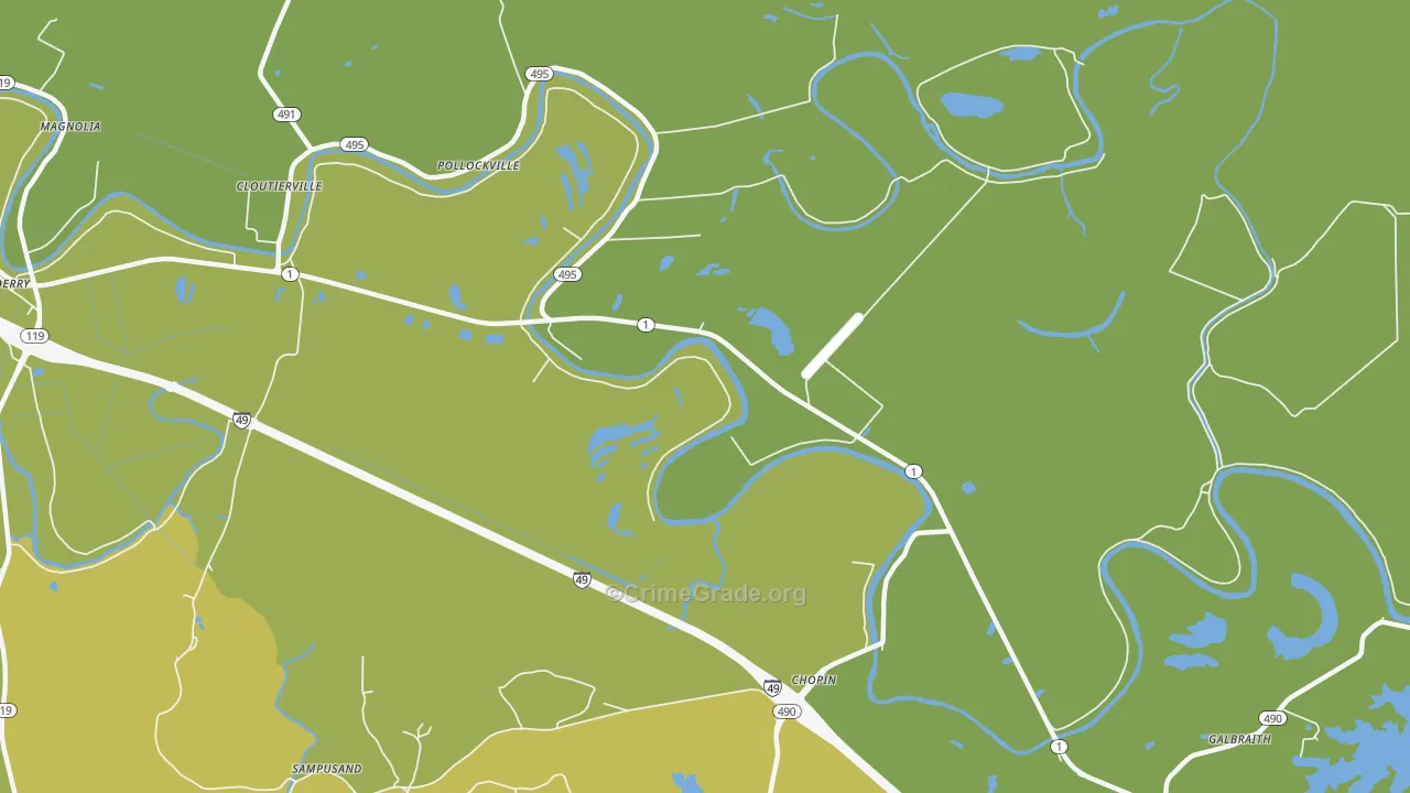 Chopin, LA Map of Vehicle Theft Rates