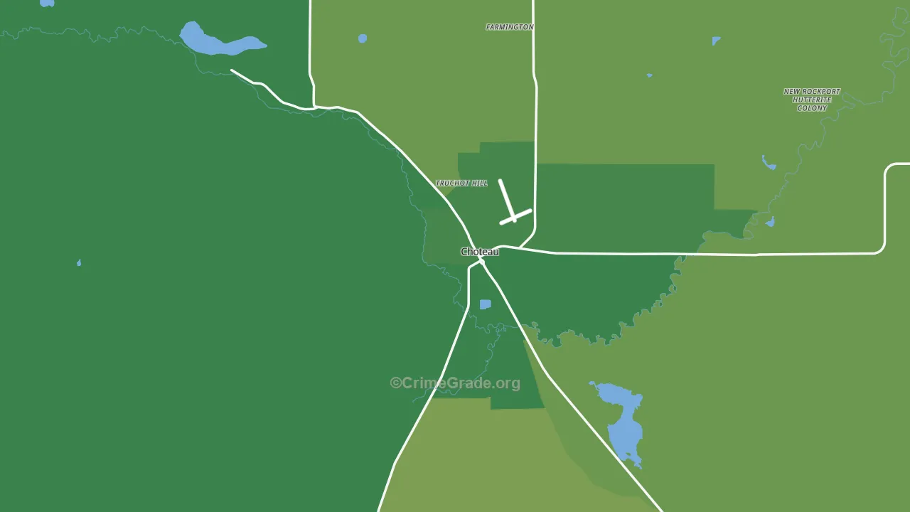 Choteau, MT Map of Vehicle Theft Rates