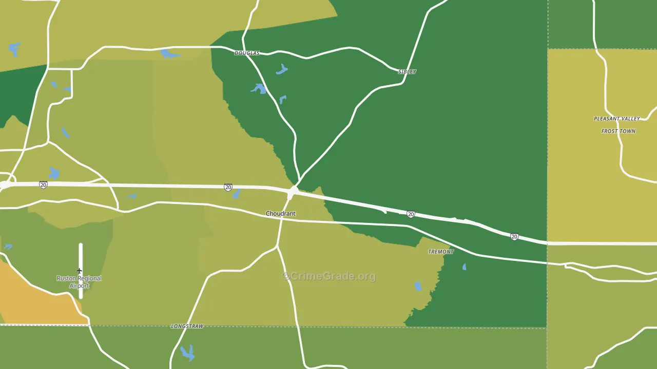 Choudrant, LA Map of Vehicle Theft Rates